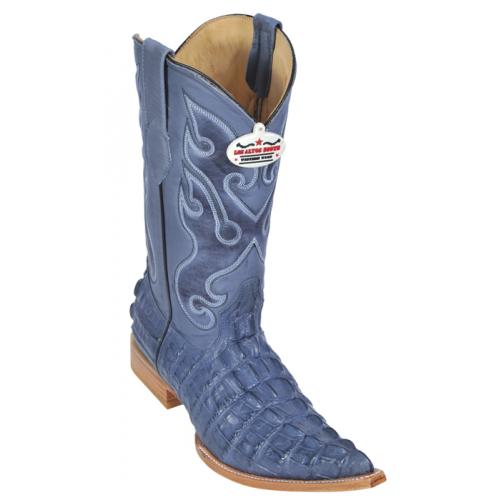 Los Altos Blue Jean All-Over Alligator Tail Print 3X Toe Cowboy Boots 3950114